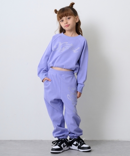 X-girl Stages（エックスガールステージス）の「ラインストーンロゴショート丈トレーナー（スウェット・キッズ・ブラック/ラベンダー・110cm/90cm/100cm/120cm/130cm/140cm）」の14枚目の写真