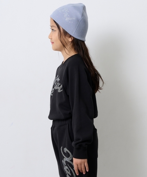 X-girl Stages（エックスガールステージス）の「ラインストーンロゴショート丈トレーナー（スウェット・キッズ・ブラック/ラベンダー・110cm/90cm/100cm/120cm/130cm/140cm）」の15枚目の写真