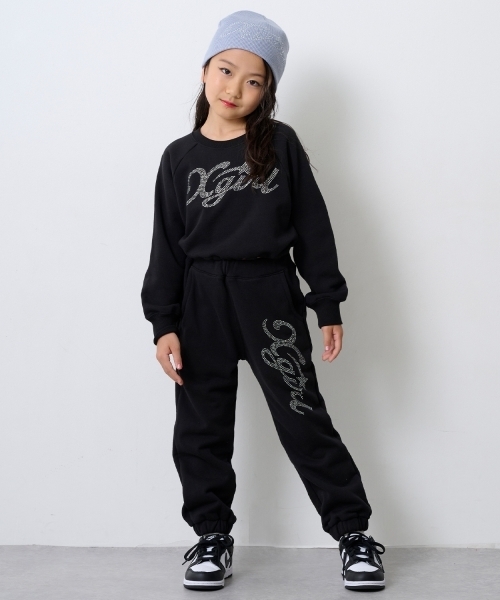 X-girl Stages（エックスガールステージス）の「ラインストーンロゴショート丈トレーナー（スウェット・キッズ・ブラック/ラベンダー・110cm/90cm/100cm/120cm/130cm/140cm）」の18枚目の写真
