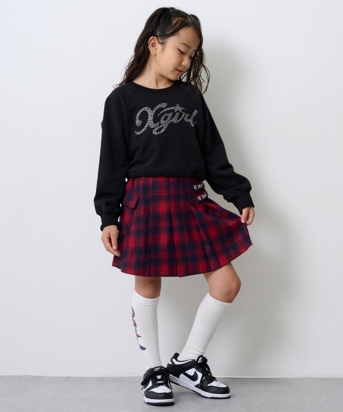 X-girl Stages（エックスガールステージス）の「ラインストーンロゴショート丈トレーナー（スウェット・キッズ・ブラック/ラベンダー・110cm/90cm/100cm/120cm/130cm/140cm）」の19枚目の写真