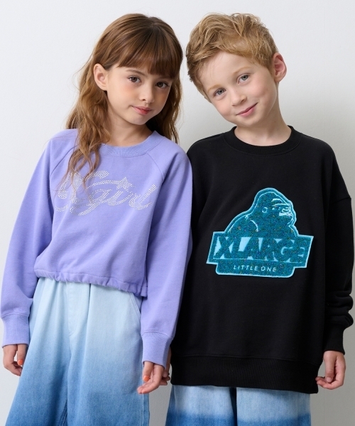 X-girl Stages（エックスガールステージス）の「ラインストーンロゴショート丈トレーナー（スウェット・キッズ・ブラック/ラベンダー・110cm/90cm/100cm/120cm/130cm/140cm）」の20枚目の写真