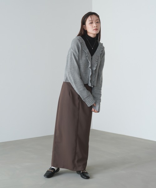 Bab(バブ)の「起毛フリルカラーホックカーディガン(カーディガン/ボレロ・レディース・アイボリー/ブラック/ブラウン/杢グレー・FREE)」の19枚目の写真