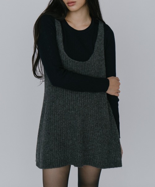 duei(デュイ)の「ニットミニワンピース(ワンピース・レディース・グレー/アイボリー・FREE)」の14枚目の写真