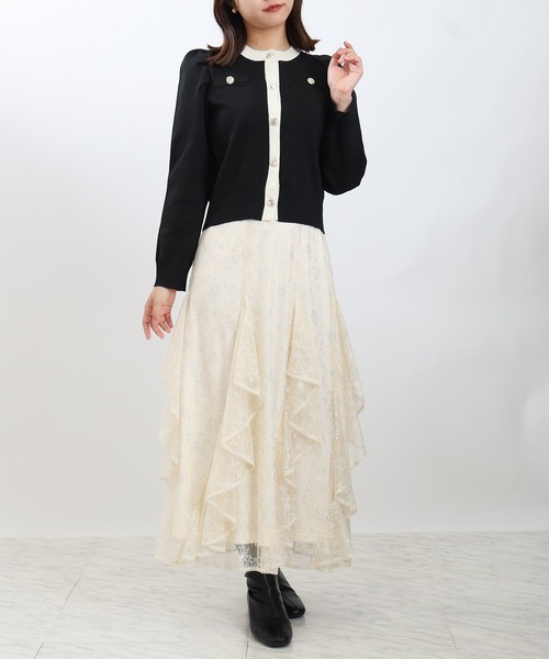 ASTORIA ODIER（アストリアオディール）の「配色パワショルカーディガン（カーディガン/ボレロ・レディース・グレイッシュブルー/アイボリー/ブラック・MEDIUM）」の13枚目の写真