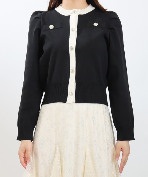 ASTORIA ODIER（アストリアオディール）の「配色パワショルカーディガン（カーディガン/ボレロ・レディース・グレイッシュブルー/アイボリー/ブラック・MEDIUM）」の14枚目の写真