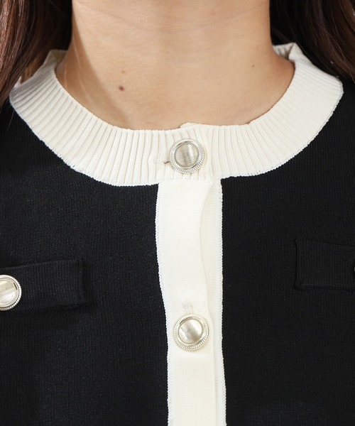 ASTORIA ODIER（アストリアオディール）の「配色パワショルカーディガン（カーディガン/ボレロ・レディース・グレイッシュブルー/アイボリー/ブラック・MEDIUM）」の17枚目の写真