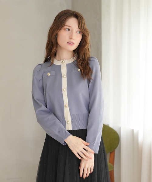 ASTORIA ODIER（アストリアオディール）の「配色パワショルカーディガン（カーディガン/ボレロ・レディース・グレイッシュブルー/アイボリー/ブラック・MEDIUM）」の22枚目の写真