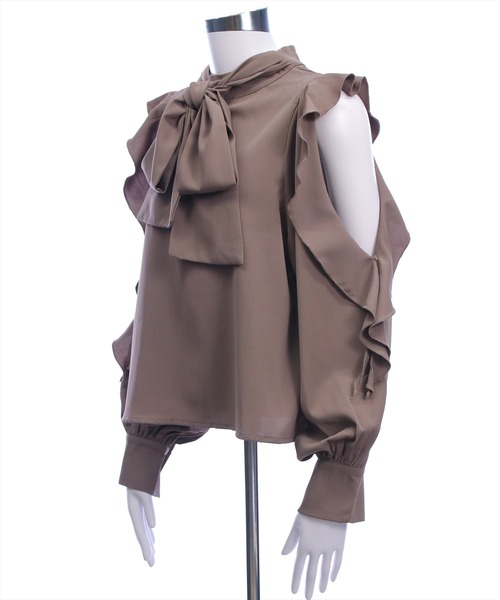 clear（クリア）の「前後2wayオープンショルダーリボンブラウス[大人 フェミニン ガーリー]（シャツ/ブラウス・レディース・モカ/オフホワイト/ブラック・F）」の10枚目の写真