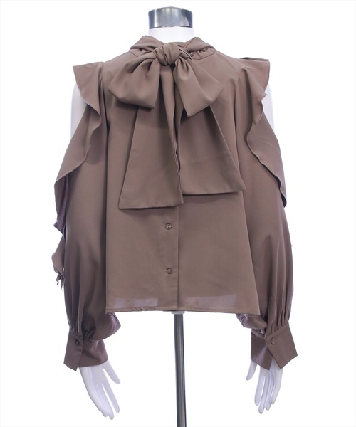 clear（クリア）の「前後2wayオープンショルダーリボンブラウス[大人 フェミニン ガーリー]（シャツ/ブラウス・レディース・モカ/オフホワイト/ブラック・F）」の18枚目の写真