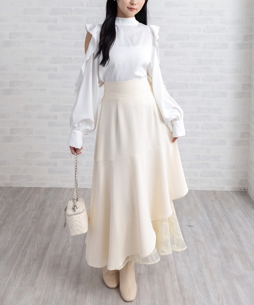 clear（クリア）の「前後2wayオープンショルダーリボンブラウス[大人 フェミニン ガーリー]（シャツ/ブラウス・レディース・モカ/オフホワイト/ブラック・F）」の5枚目の写真