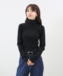 細リブハイネックニットプルオーバー