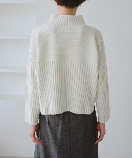 ROPE' PICNIC(ロペピクニック)の「もちもちリブ切り替えニットプルオーバー/イージーケア・リンクコーデ(ニット/セーター・レディース・グレー/レッド/オフホワイト/ベージュ/サックスブルー・M/L)」の22枚目の写真