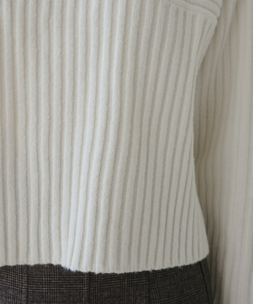 ROPE' PICNIC(ロペピクニック)の「もちもちリブ切り替えニットプルオーバー/イージーケア・リンクコーデ(ニット/セーター・レディース・グレー/レッド/オフホワイト/ベージュ/サックスブルー・M/L)」の6枚目の写真