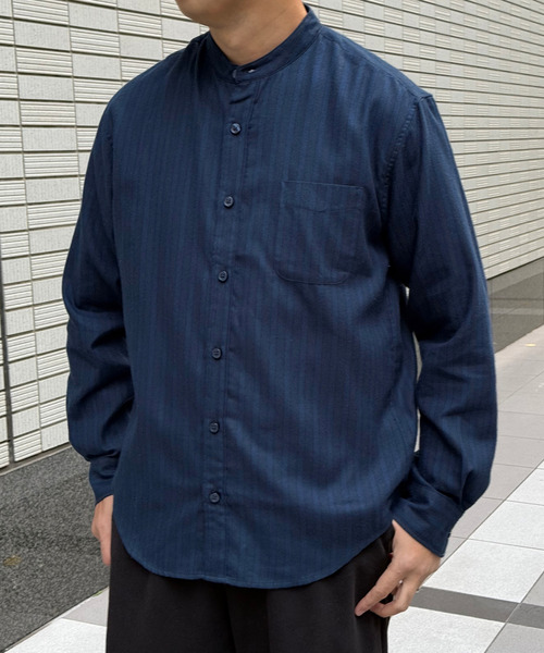 ikka(イッカ)の「イージ-ケアネルバンドカラーシャツ(シャツ/ブラウス・メンズ・ホワイト/チャコール/ブラック/ネイビー・S/M/L/XL)」の4枚目の写真