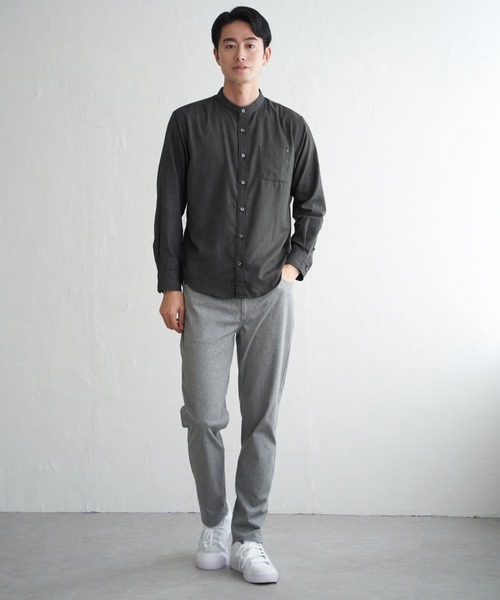 ikka(イッカ)の「イージ-ケアネルバンドカラーシャツ(シャツ/ブラウス・メンズ・ホワイト/チャコール/ブラック/ネイビー・S/M/L/XL)」の12枚目の写真