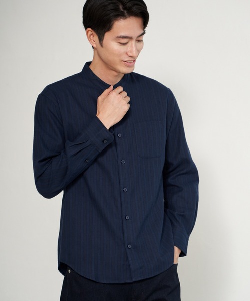 ikka(イッカ)の「イージ-ケアネルバンドカラーシャツ(シャツ/ブラウス・メンズ・ホワイト/チャコール/ブラック/ネイビー・S/M/L/XL)」の14枚目の写真