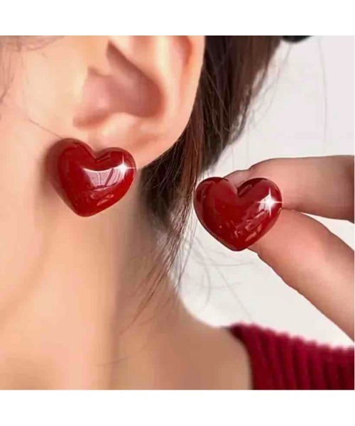 tone(トーン)の「【88eighty-eight】ワインレッドレトロハートピアス【import】(MA)(ピアス(両耳用)・レディース・レッド・FREE)」の1枚目の写真