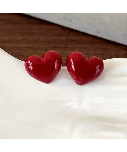tone(トーン)の「【88eighty-eight】ワインレッドレトロハートピアス【import】(MA)(ピアス(両耳用)・レディース・レッド・FREE)」の2枚目の写真