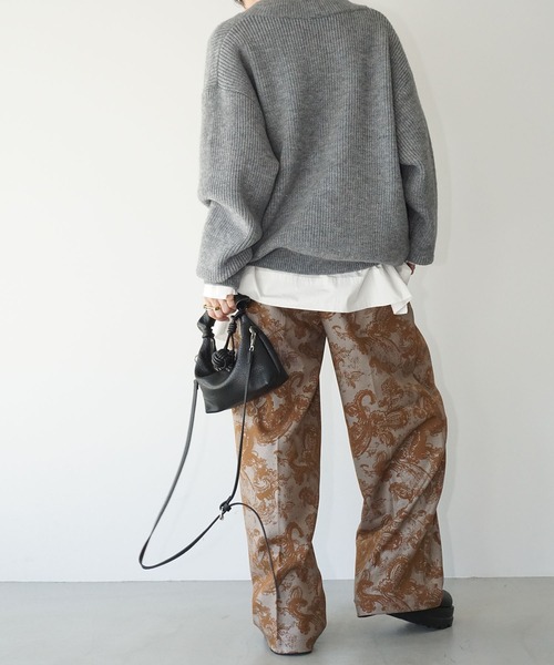 chuclla(チュクラ)の「Vネックオーバーニット chw25a094(ニット/セーター・レディース・グレー/ブラック・FREE)」の8枚目の写真