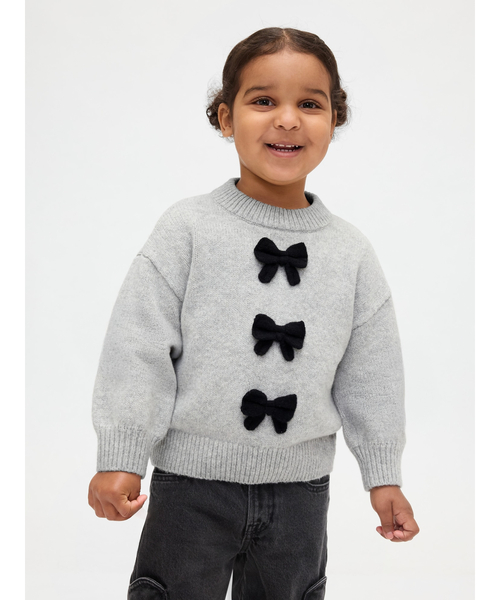 GAP(ギャップ)の「CashSoft カシミヤタッチ リボンセーター (幼児・ベビー)(ニット/セーター・キッズ・ライトグレー・70cm/80cm/90cm/95cm/100cm/105cm/110cm)」の1枚目の写真