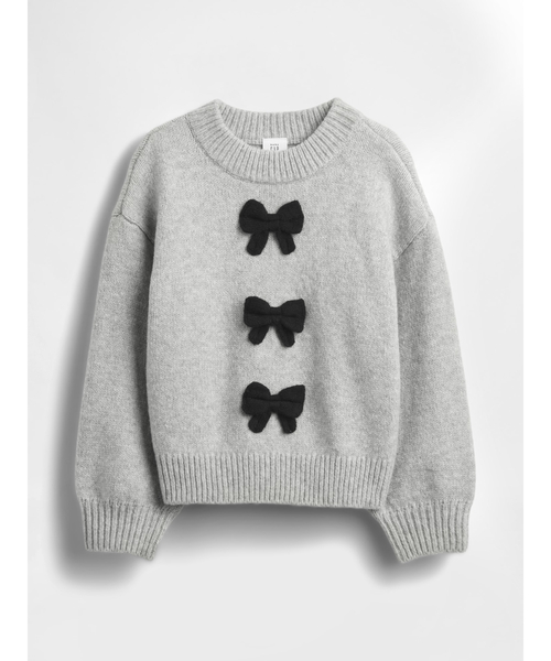 GAP(ギャップ)の「CashSoft カシミヤタッチ リボンセーター (幼児・ベビー)(ニット/セーター・キッズ・ライトグレー・70cm/80cm/90cm/95cm/100cm/105cm/110cm)」の2枚目の写真