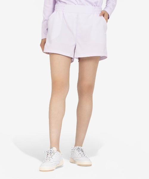 Reebok(リーボック)の「ストレッチ ショーツ / CORE 4 WAY POCKETED STRETCH SHORT(その他パンツ・レディース・パープル/ブラック・X-SMALL/SMALL/MEDIUM)」の1枚目の写真