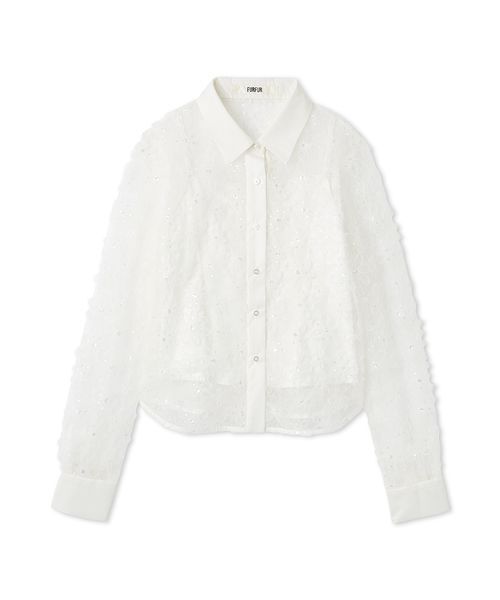 FURFUR（ファーファー）の「立体フラワーレースブラウス（シャツ/ブラウス・レディース・ホワイト/ブラック/サックスブルー・F）」の2枚目の写真