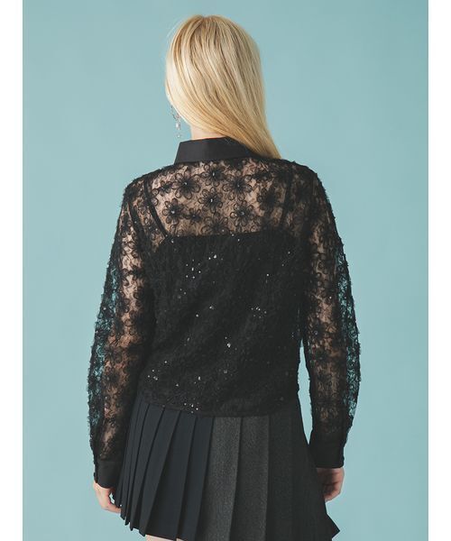 FURFUR（ファーファー）の「立体フラワーレースブラウス（シャツ/ブラウス・レディース・ホワイト/ブラック/サックスブルー・F）」の9枚目の写真