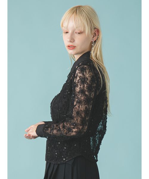 FURFUR（ファーファー）の「立体フラワーレースブラウス（シャツ/ブラウス・レディース・ホワイト/ブラック/サックスブルー・F）」の10枚目の写真