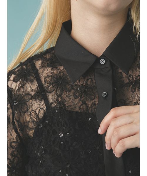 FURFUR（ファーファー）の「立体フラワーレースブラウス（シャツ/ブラウス・レディース・ホワイト/ブラック/サックスブルー・F）」の11枚目の写真