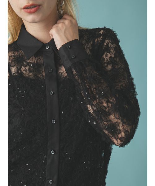 FURFUR（ファーファー）の「立体フラワーレースブラウス（シャツ/ブラウス・レディース・ホワイト/ブラック/サックスブルー・F）」の12枚目の写真