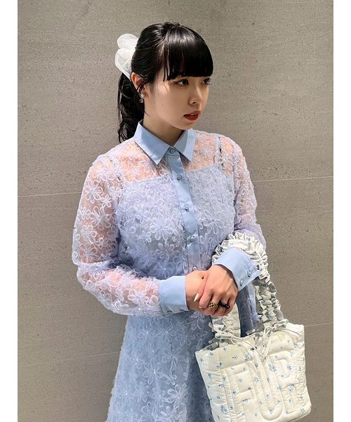 FURFUR（ファーファー）の「立体フラワーレースブラウス（シャツ/ブラウス・レディース・ホワイト/ブラック/サックスブルー・F）」の14枚目の写真