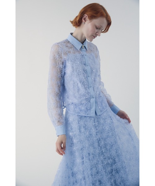 FURFUR（ファーファー）の「立体フラワーレースブラウス（シャツ/ブラウス・レディース・ホワイト/ブラック/サックスブルー・F）」の6枚目の写真