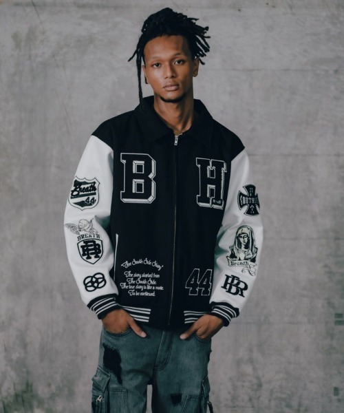 BREATH】BH PATCH STADIUM JACKET / ブラック [BR25AW-O0002]（ダウン 