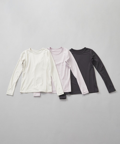 Julier Yoga and Relax(ジュリエヨガアンドリラックス)の「Julier ジェントルスムースロングスリーブプルオーバー(Tシャツ/カットソー・レディース・ベージュ/チャコール/ラベンダー・1/0)」の4枚目の写真