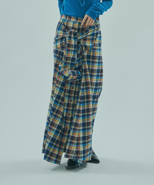 INDIA IS BEAUTIFUL（インディアイズビューティフル）の「【ROSE BUD別注】INDIA IS BEAUTIFUL/3WAY FLANNEL SHIRT SKIRT（スカート・レディース・レッド/ブルー・ONE SIZE）」の3枚目の写真