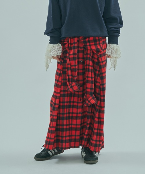 INDIA IS BEAUTIFUL（インディアイズビューティフル）の「【ROSE BUD別注】INDIA IS BEAUTIFUL/3WAY FLANNEL SHIRT SKIRT（スカート・レディース・レッド/ブルー・ONE SIZE）」の16枚目の写真
