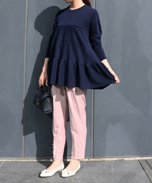 Neige（ネージュ）の「ランダム裾パールパンツ（スラックス・レディース・ブラック/ピンク・ONE SIZE）」の15枚目の写真