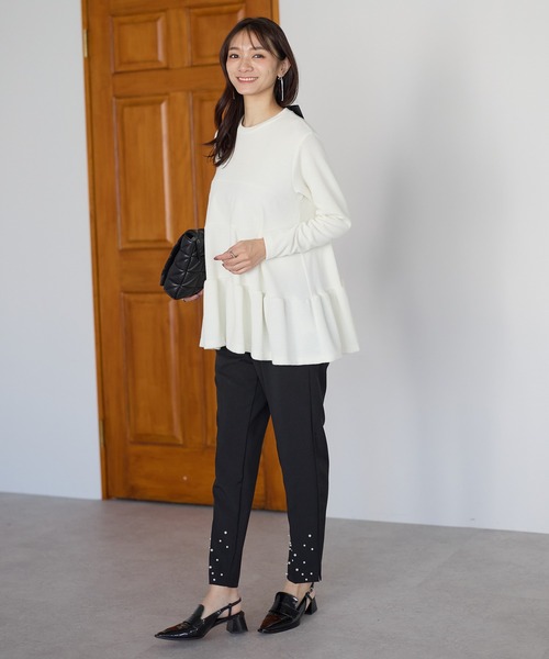 Neige（ネージュ）の「ランダム裾パールパンツ（スラックス・レディース・ブラック/ピンク・ONE SIZE）」の10枚目の写真