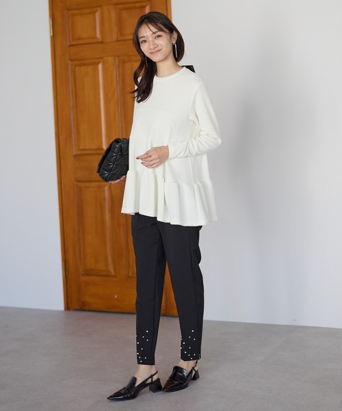 Neige（ネージュ）の「ランダム裾パールパンツ（スラックス・レディース・ブラック/ピンク・ONE SIZE）」の11枚目の写真