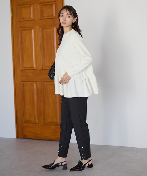 Neige（ネージュ）の「ランダム裾パールパンツ（スラックス・レディース・ブラック/ピンク・ONE SIZE）」の13枚目の写真