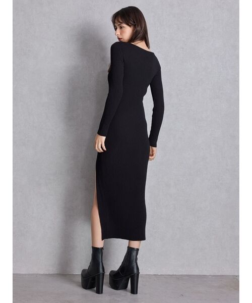 GYDA（ジェイダ）の「GGプレート long sleeve LONGニットワンピース（ワンピース・レディース・ブラック/シルバー・FREE）」の4枚目の写真