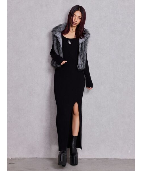 GYDA（ジェイダ）の「GGプレート long sleeve LONGニットワンピース（ワンピース・レディース・ブラック/シルバー・FREE）」の12枚目の写真