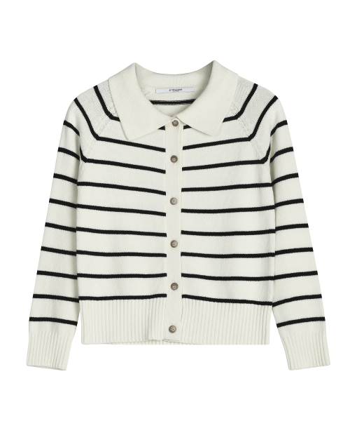 AVANDRESS（アバンドレス ）の「Striped Collar Knit Cardigan IVORY（カーディガン/ボレロ・レディース・その他・FREE）」の3枚目の写真