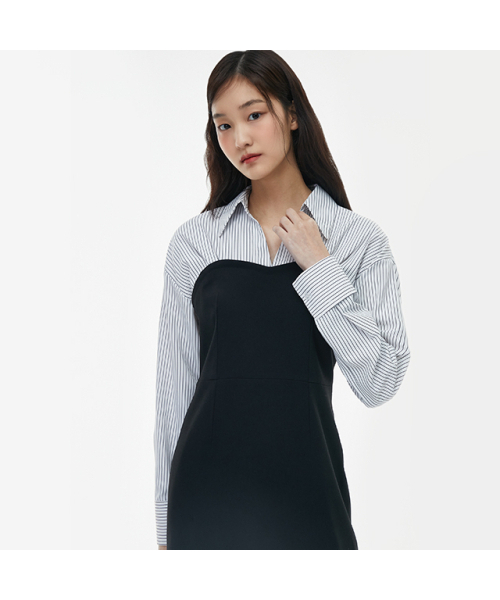 LAP(ラップ)の「ストライプ配色スリムワンピース AQ1WO264(ワンピース・レディース・ブラック・MEDIUM/SMALL)」の5枚目の写真