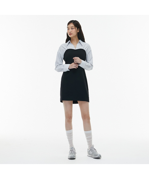 LAP(ラップ)の「ストライプ配色スリムワンピース AQ1WO264(ワンピース・レディース・ブラック・MEDIUM/SMALL)」の4枚目の写真