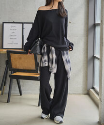 KOBE LETTUCE（コウベレタス）の「オフショルニットワイドパンツセットアップ（ニット/セーター）」