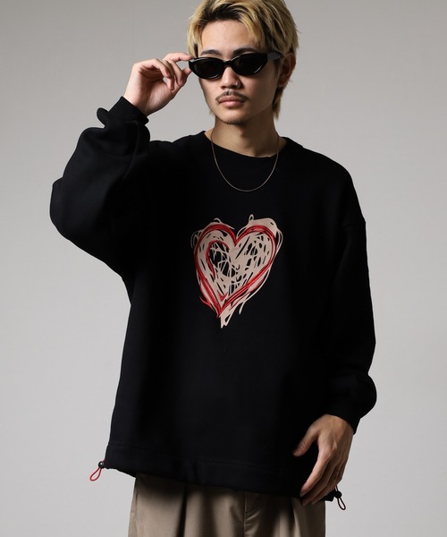 セール】ATELANE CVC裏起毛刺繍スウェット/フラワー/ハート/ドロー