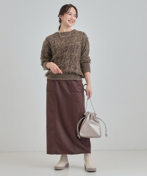 SHOO・LA・RUE(シューラルー)の「【S-LL】大人も着やすいシックなカラー 主役級フリンジニット(ニット/セーター・レディース・アイボリー/ブラック系4/ダークブラウン系4・01/02/03/04)」の7枚目の写真