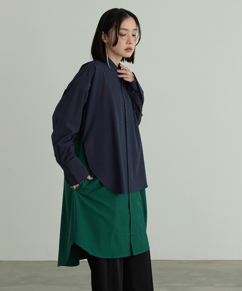 n'OrLABEL（ノアールレーベル）の「『レイヤードロングシャツ』（シャツワンピース・レディース・ネイビー/ブラック・FREE）」の9枚目の写真